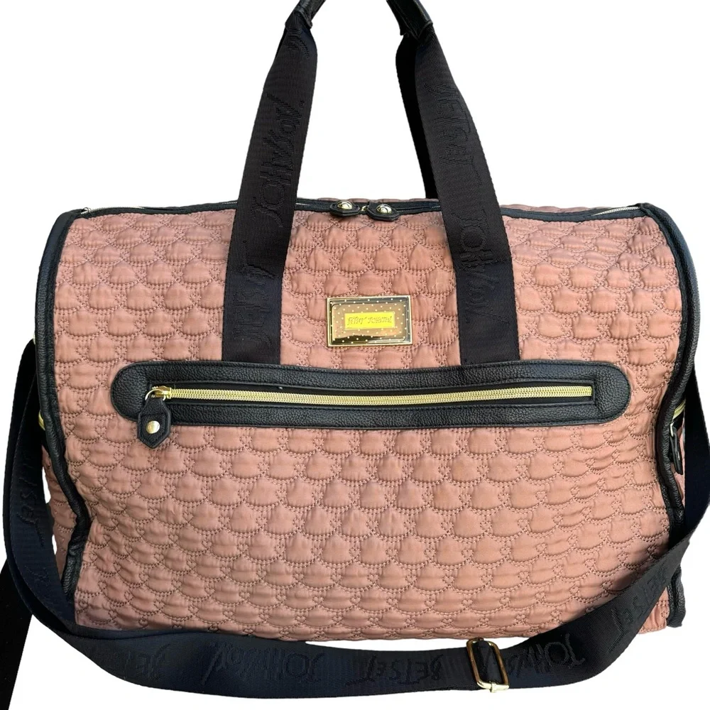 Betsy Johnson Quilted Travel Baby Duffle Bag